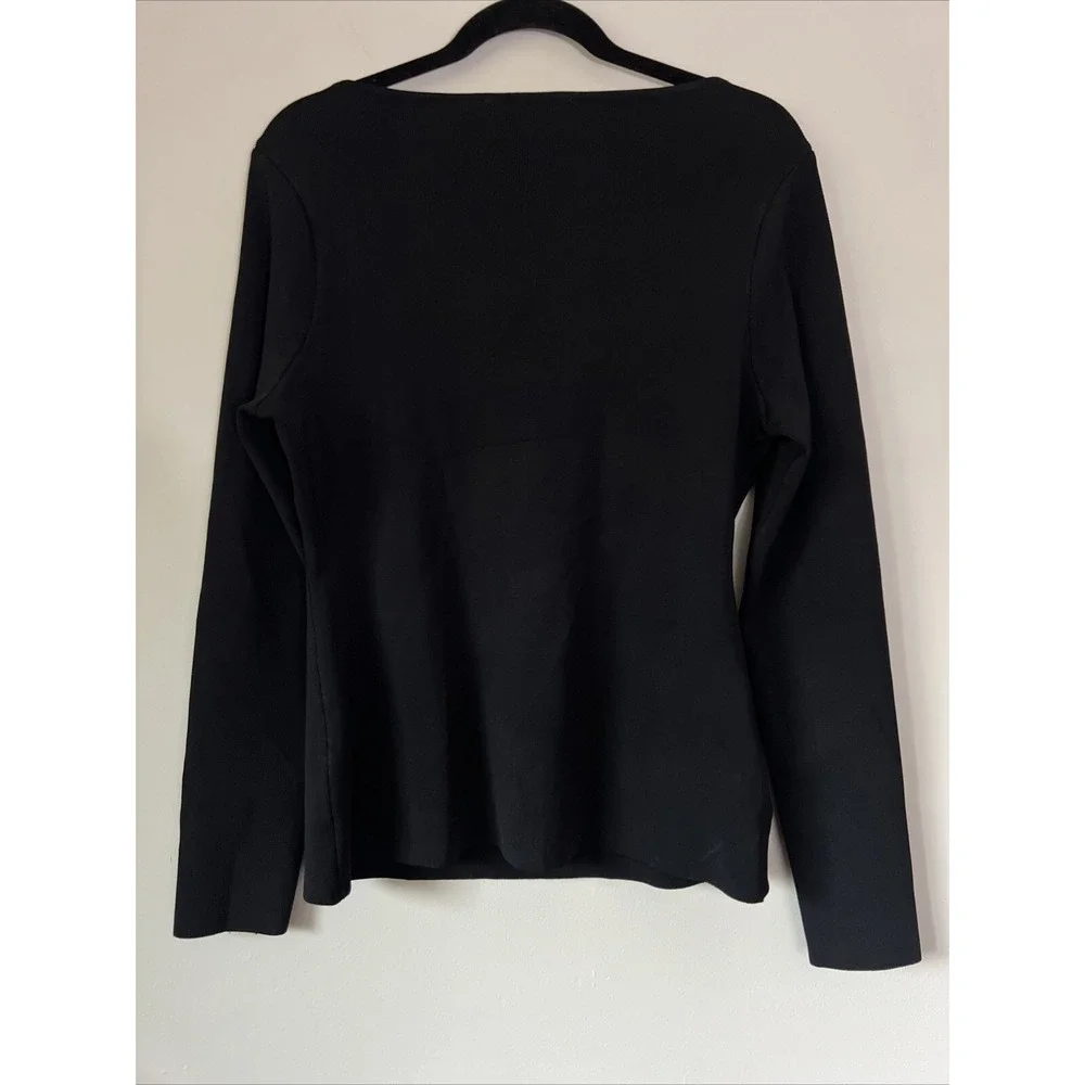 BCBGMAXAZRIA Long Sleeve Bodycon Cut Out Sweater Top in Black Size XL